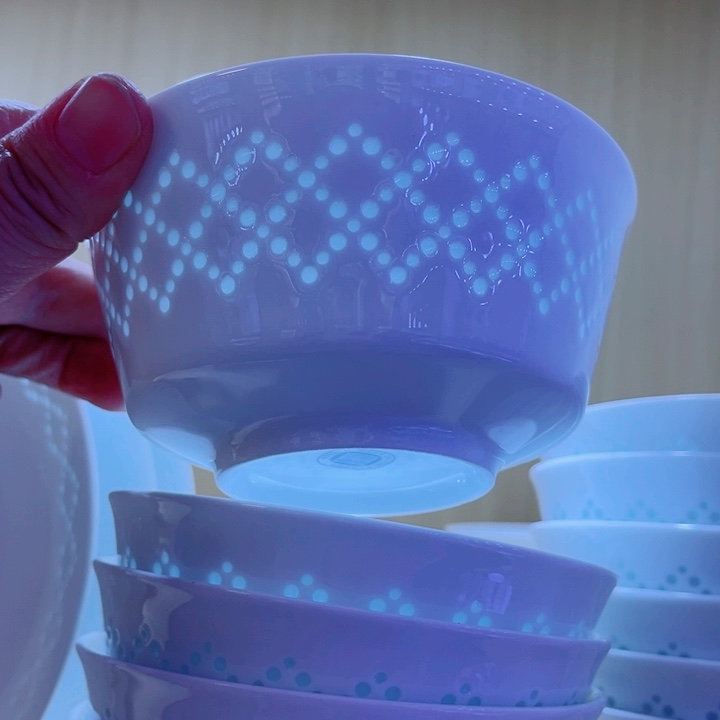 青花玲珑5寸饭碗网格