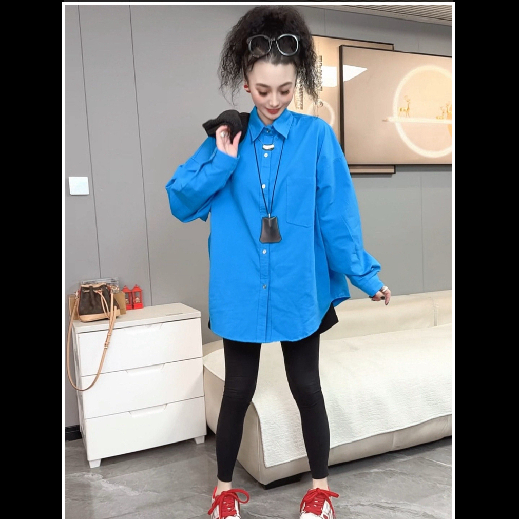 【小虹虹商贸】  2026新款韩版时尚休闲百搭大口袋落肩阔版衬衫