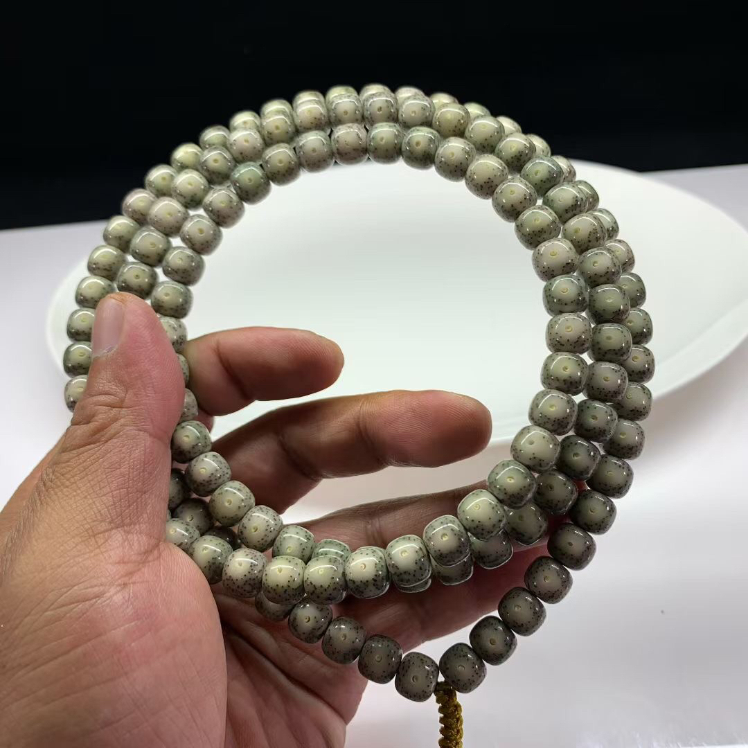 9.5X8.5 石玉天眼留白大眼睛108长链 高品质文玩海南精工星月菩提