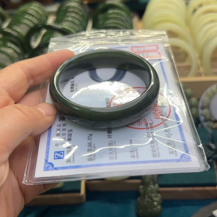 和田玉手镯未镶嵌58.3圈围907