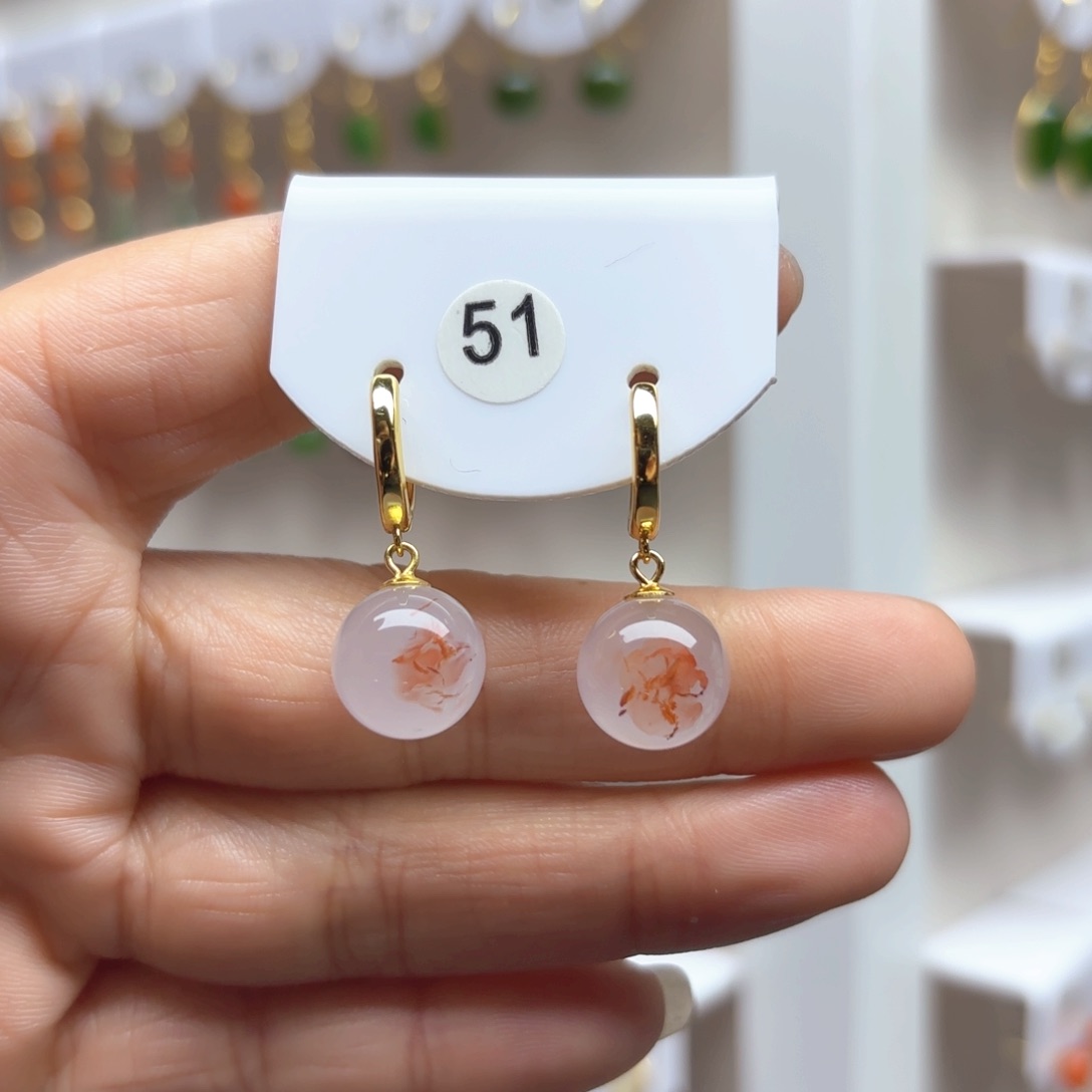 南红玛瑙耳饰银S925镶嵌