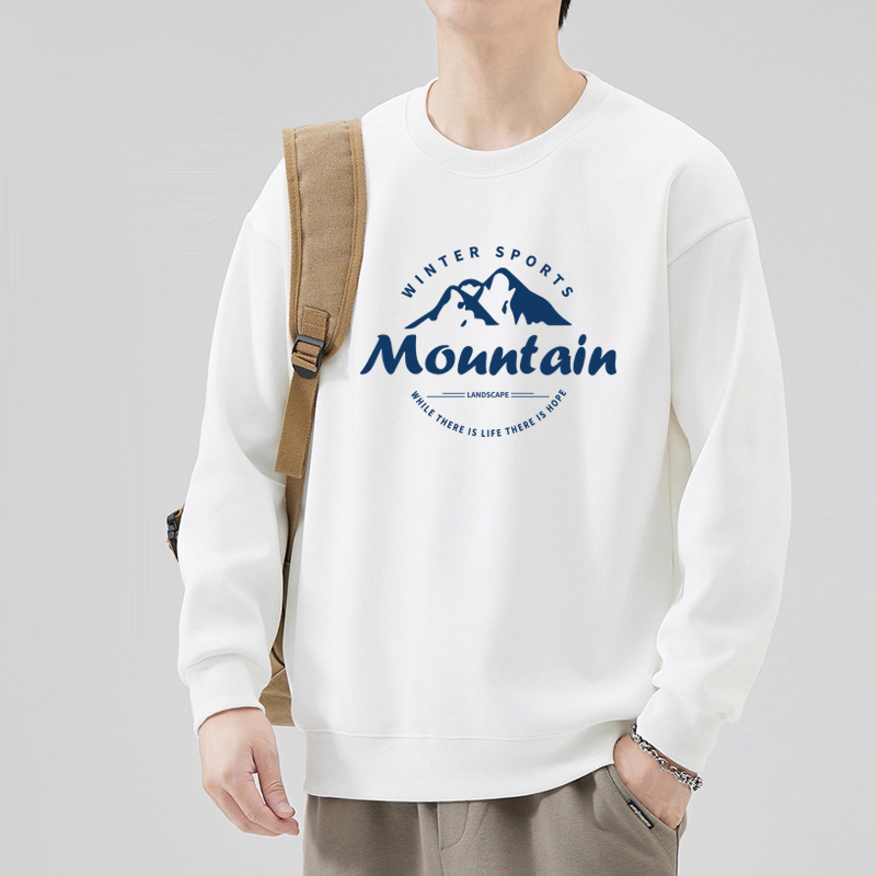 新款圆领长袖卫衣重磅男士2025秋冬季宽松舒适打底衫美式休闲上衣