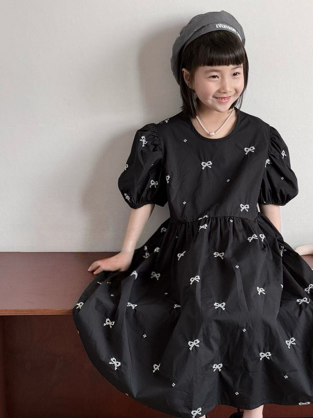 女童夏季刺绣蝴蝶结连衣裙6359