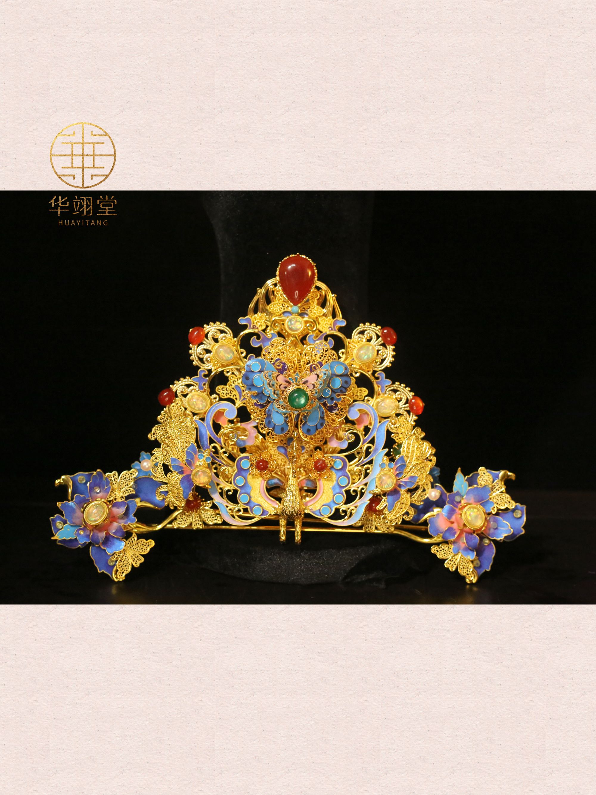 铜合金婚庆饰品 华翊堂原创设计铜镀金紫胭金翎三件套