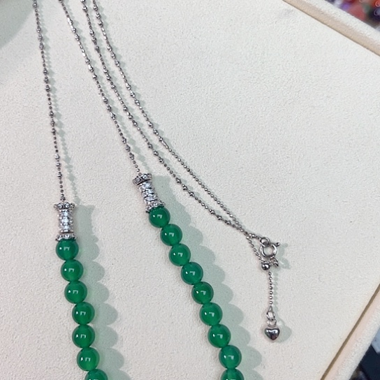 玛瑙/玉髓颈饰银S925镶嵌毛衣链