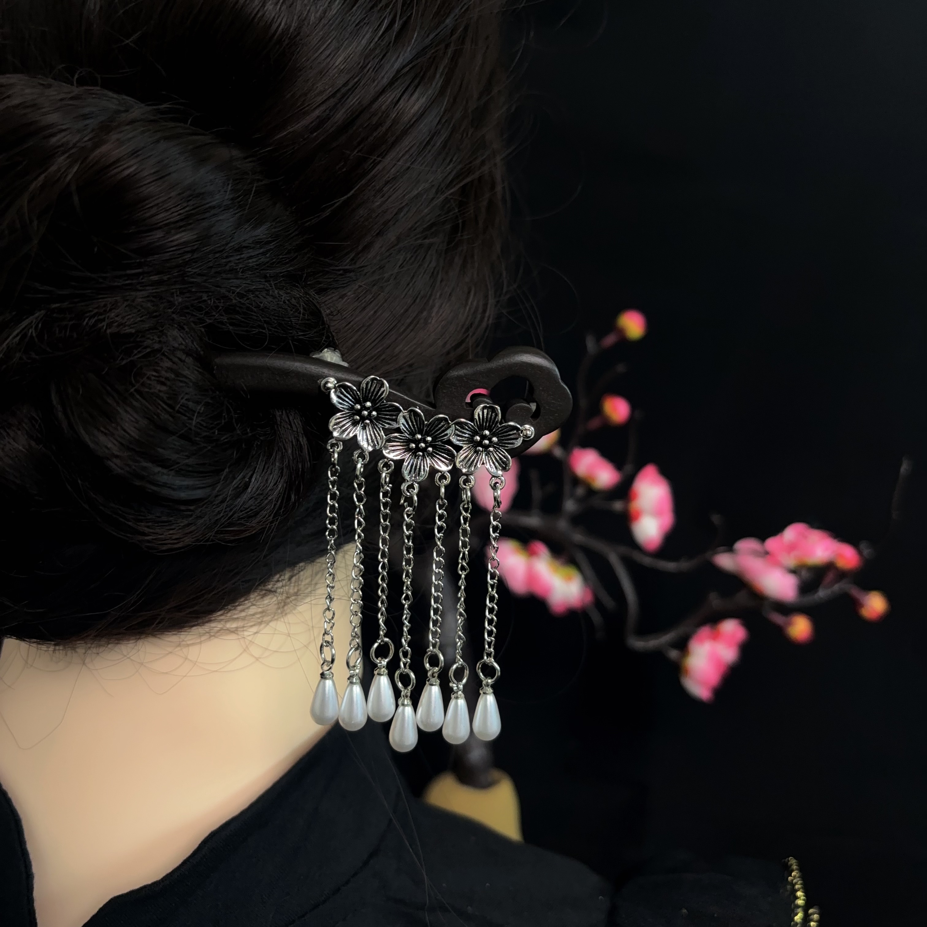 a581【银花流苏】18公分中国风民族风女古风发簪步摇饰品盘发簪簪发