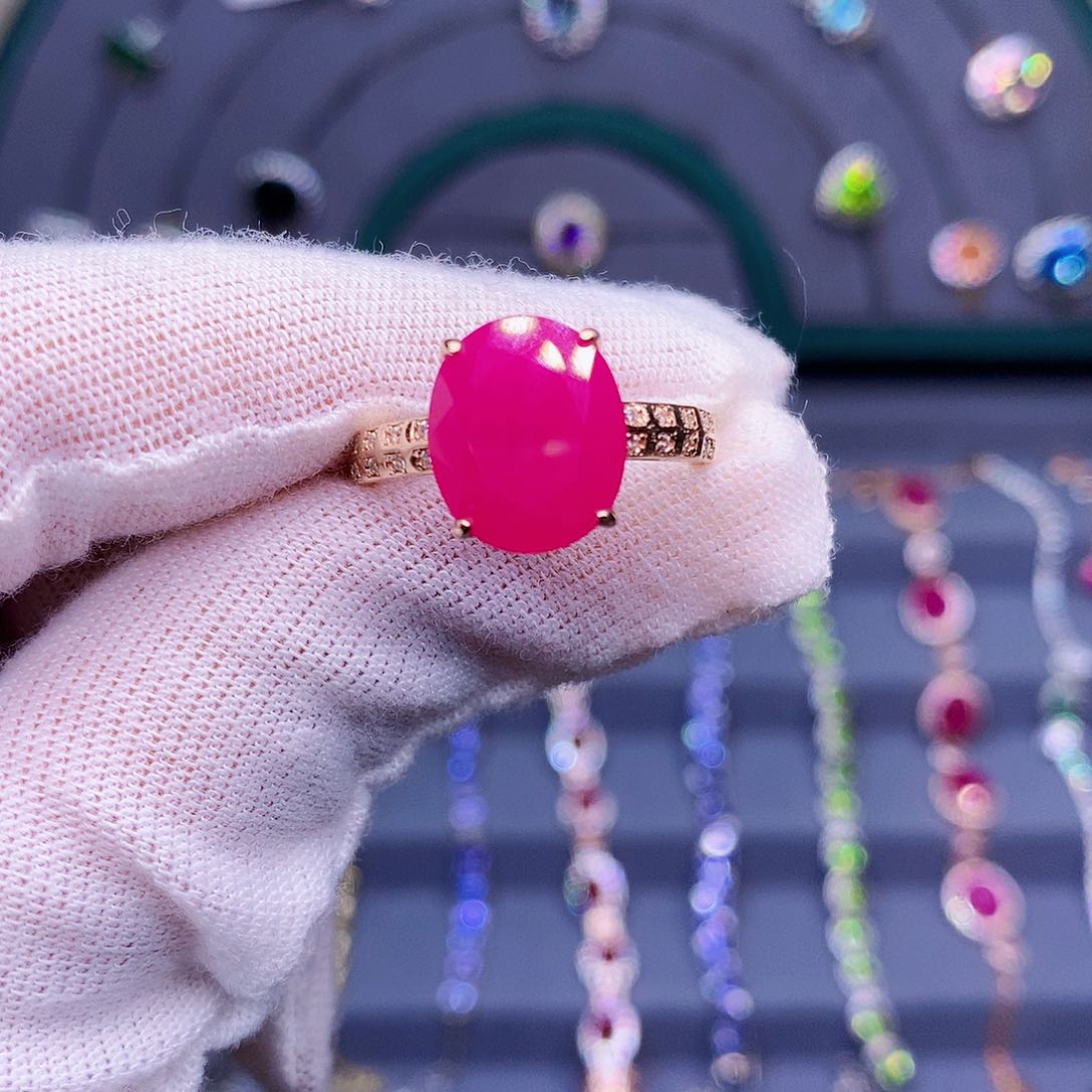 红宝石戒指银S925镶嵌