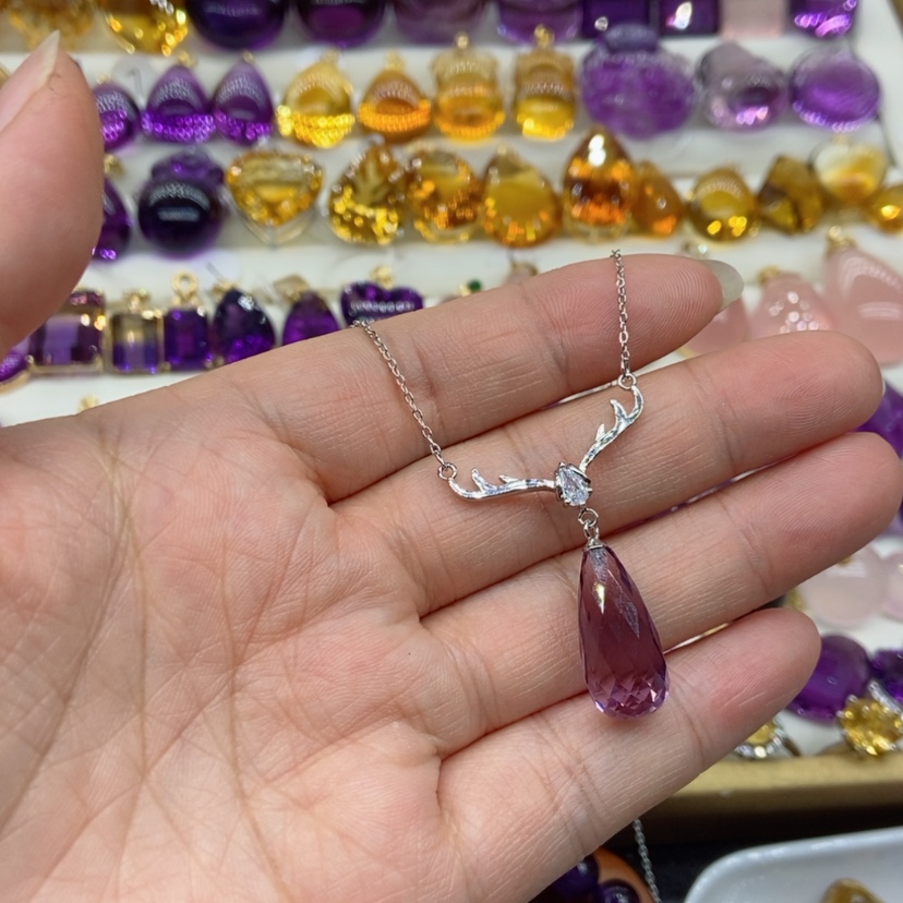 【闪购商品】水晶水晶吊坠银S925镶嵌