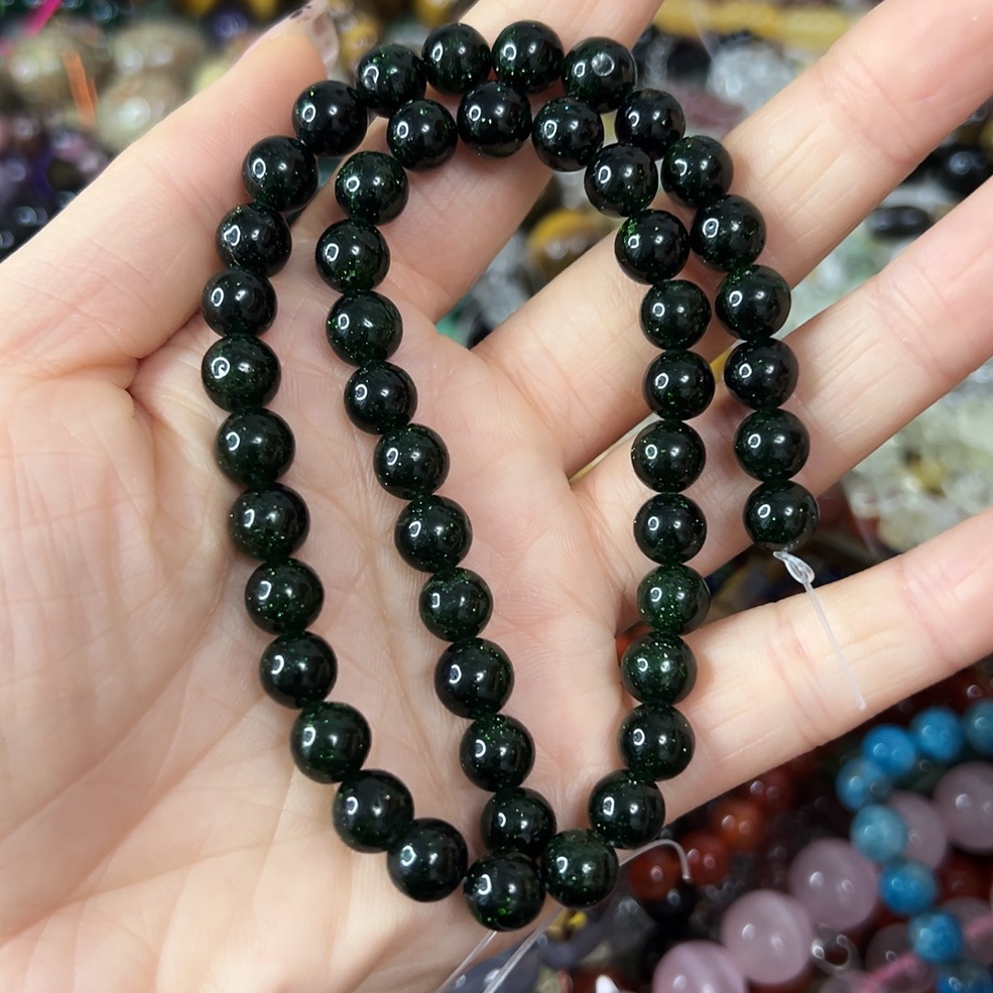 玛瑙/玉髓合金珠宝半成品，卡8绿沙石一条