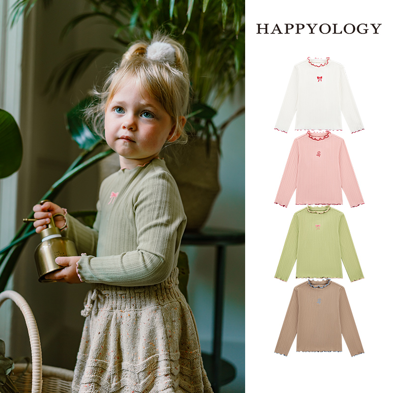 Happyology英国儿童秋冬装新款男童绣花针织花边女童童装长袖上衣