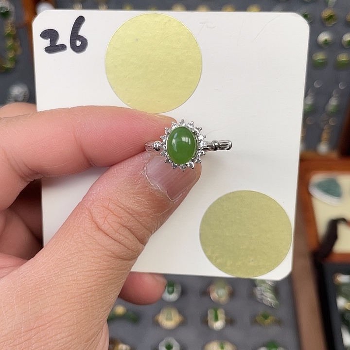 和田玉（糖玉）戒指银S925镶嵌和田玉26