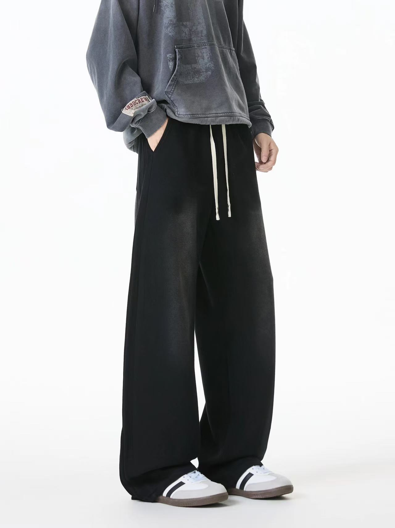 【K8543~裤】春秋水洗做旧直筒休闲卫裤