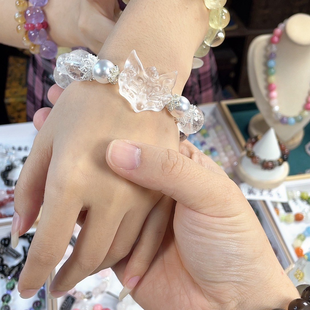 水晶手链银S925镀金镶嵌