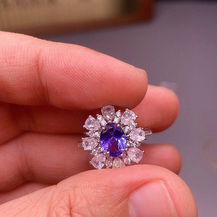 坦桑石戒指银S925镶嵌