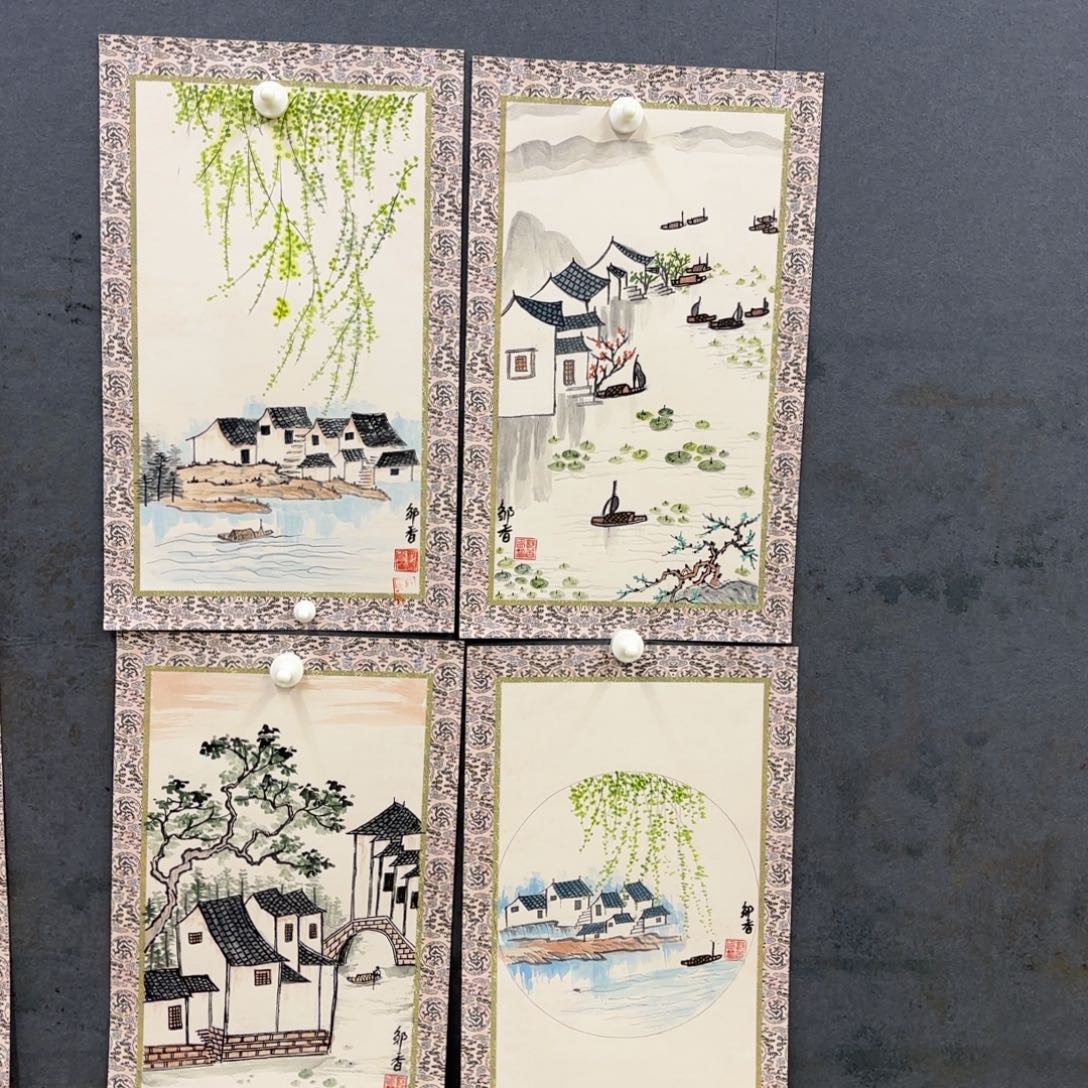 繁***简国画邹香山水卡纸