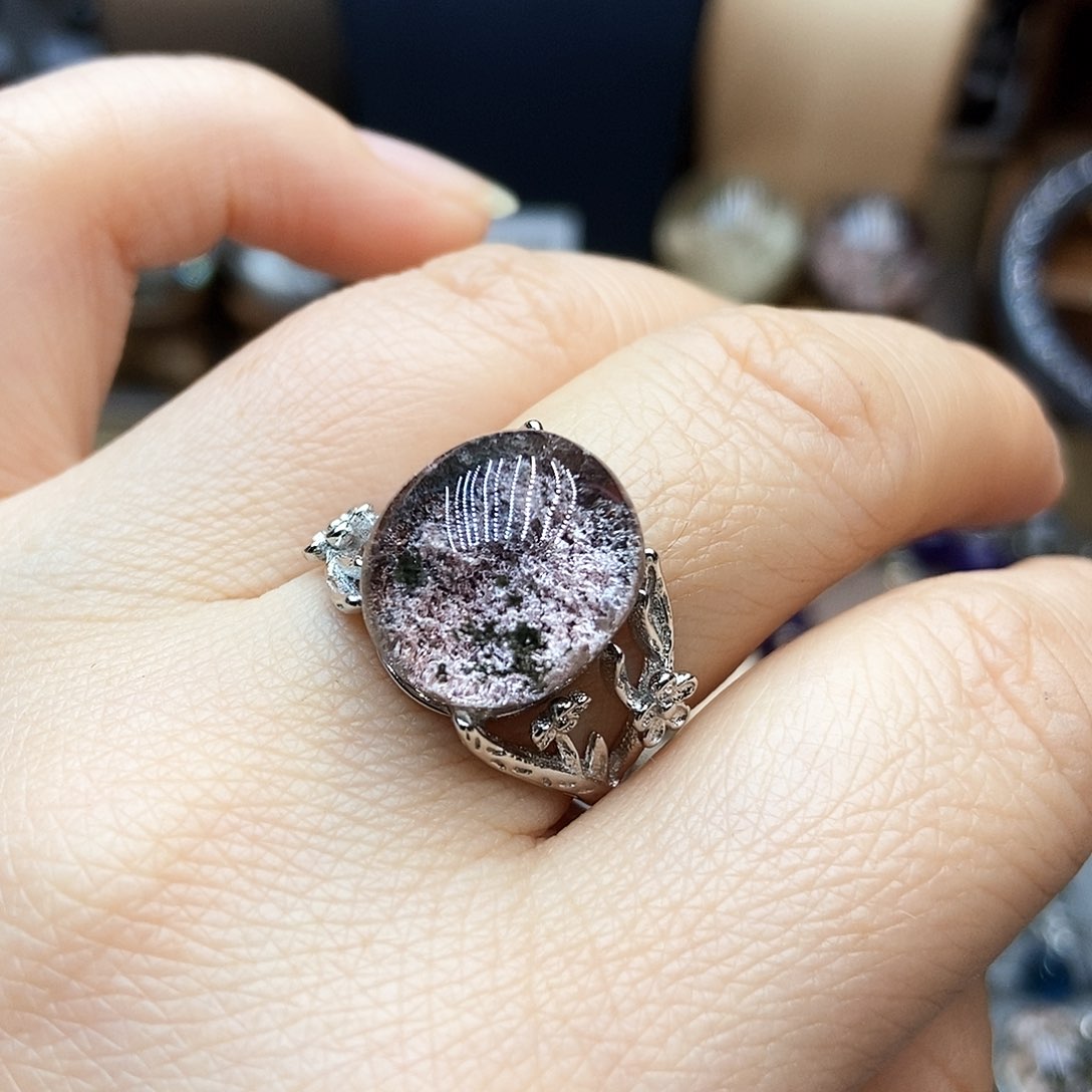 水晶戒指银S925镶嵌小*菜