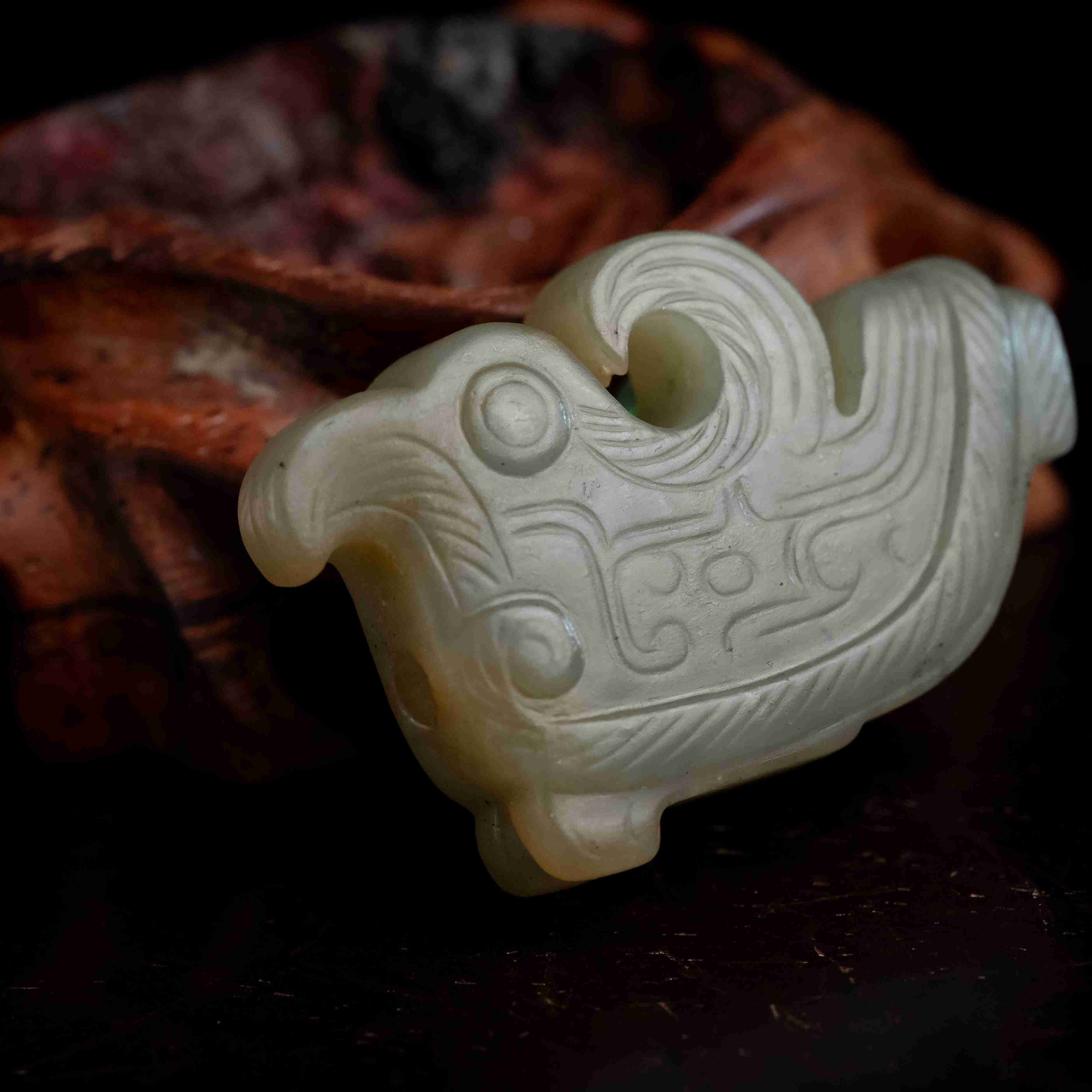 2125明代和田玉玉鸟佩1990