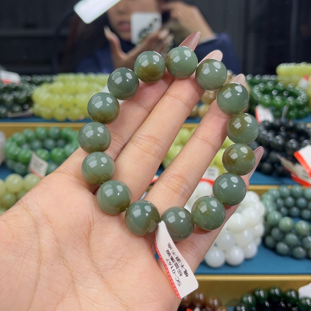 和田玉未镶嵌手链天然和田玉新疆且末蓝带糖手串14