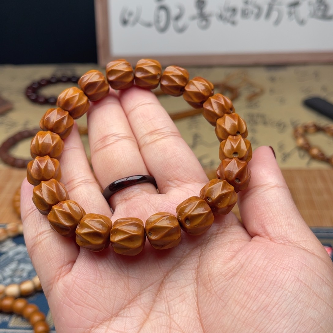 紫金鼠手串半实心雕刻