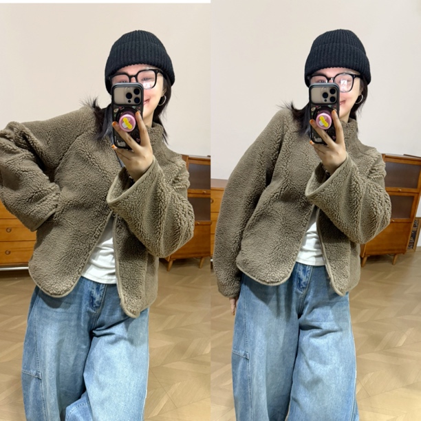 HZ-卡绿色加绒加厚颗粒700g休闲外套