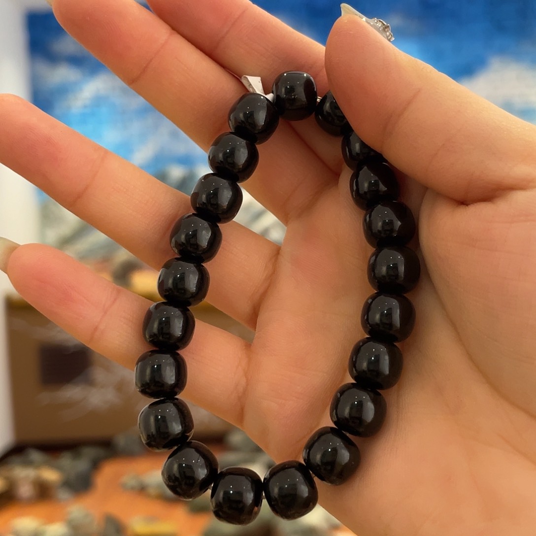 和田玉手串未镶嵌塔9.10