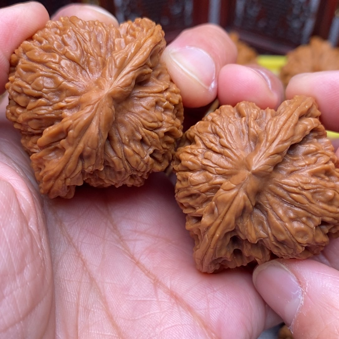 文玩核桃把件全品毕业粗棱红皮南疆44+