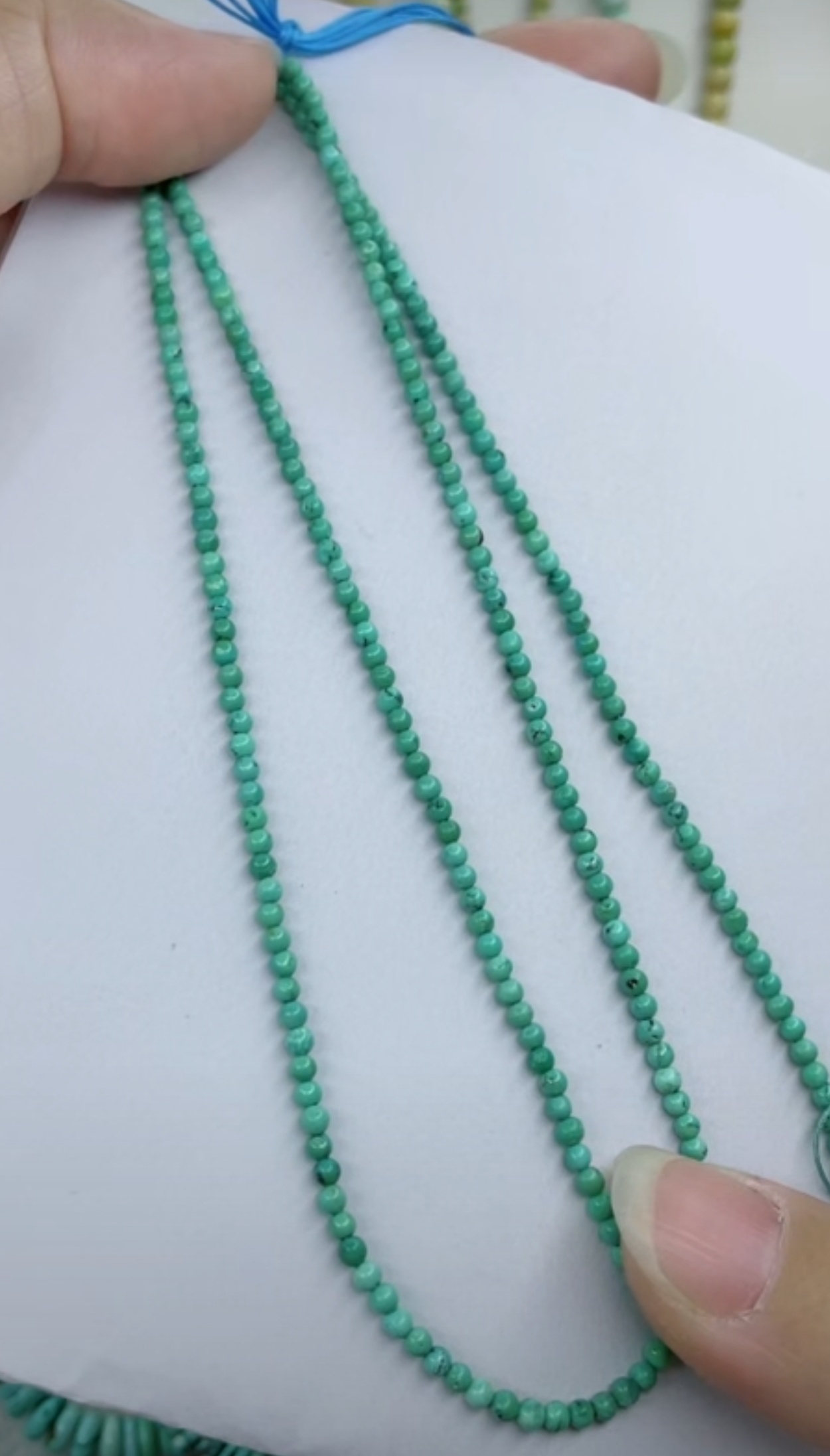 天然原矿绿松石珠链卡2+