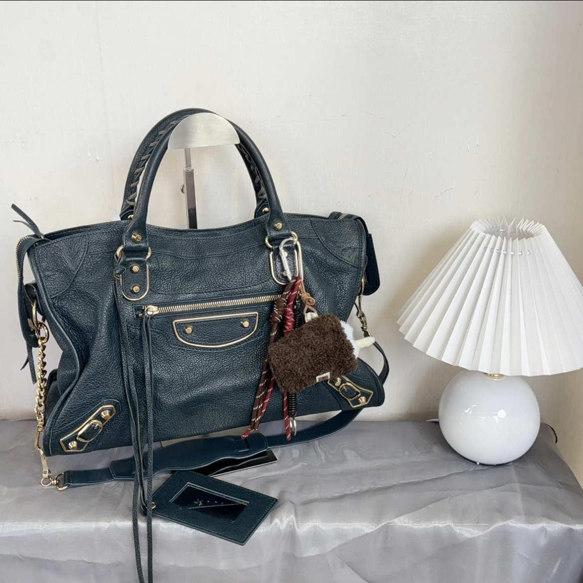 95新 Balenciaga/巴黎世家 蓝金中号单肩包时尚百搭机车包