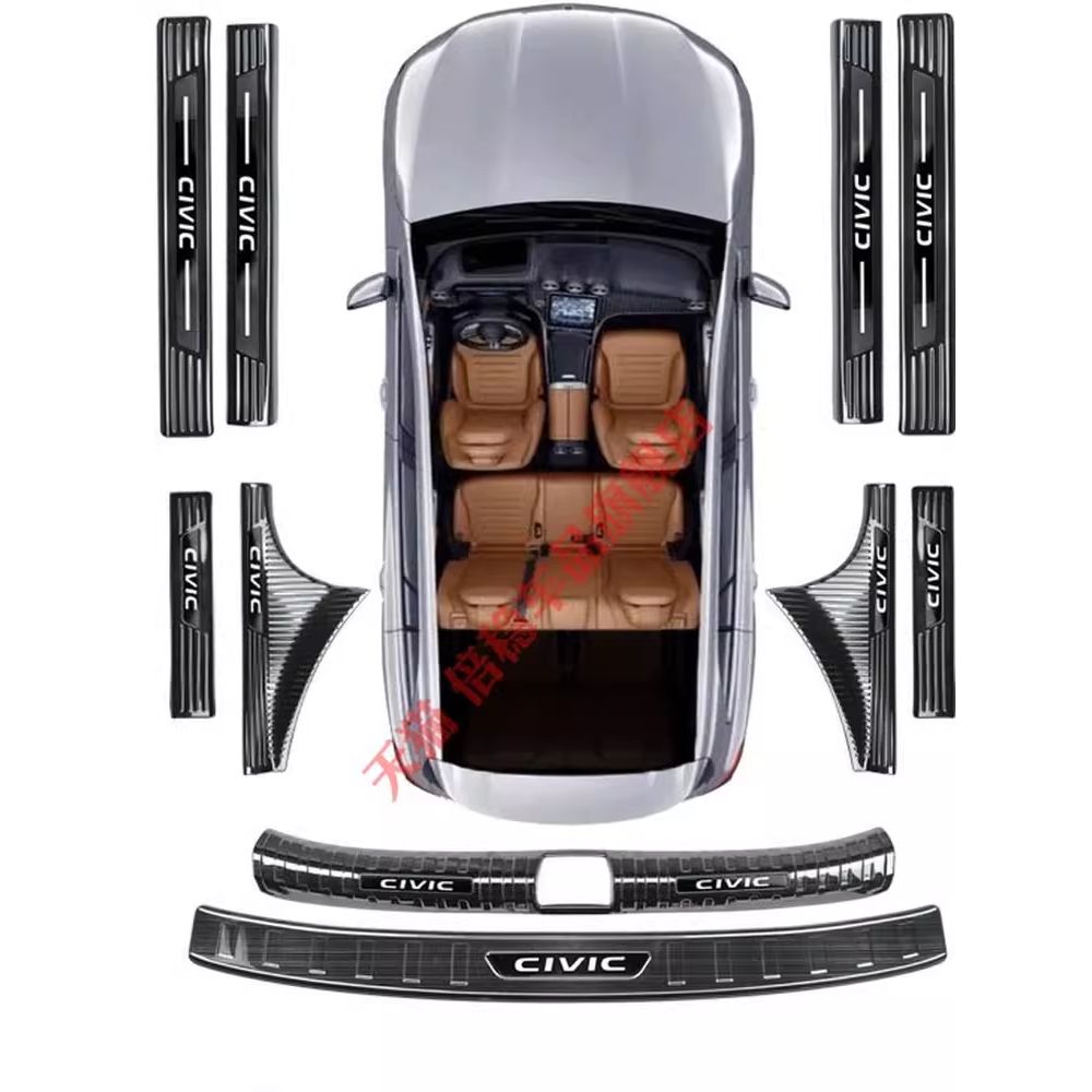 22-25款十一代思域改装门槛条迎宾踏板不锈钢后备箱护板防踩配件