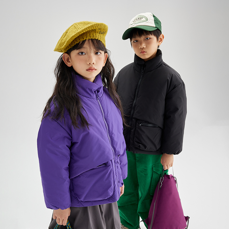 2025冬季新款宽松保暖三防鹅绒儿童羽绒服女短款男加厚女童