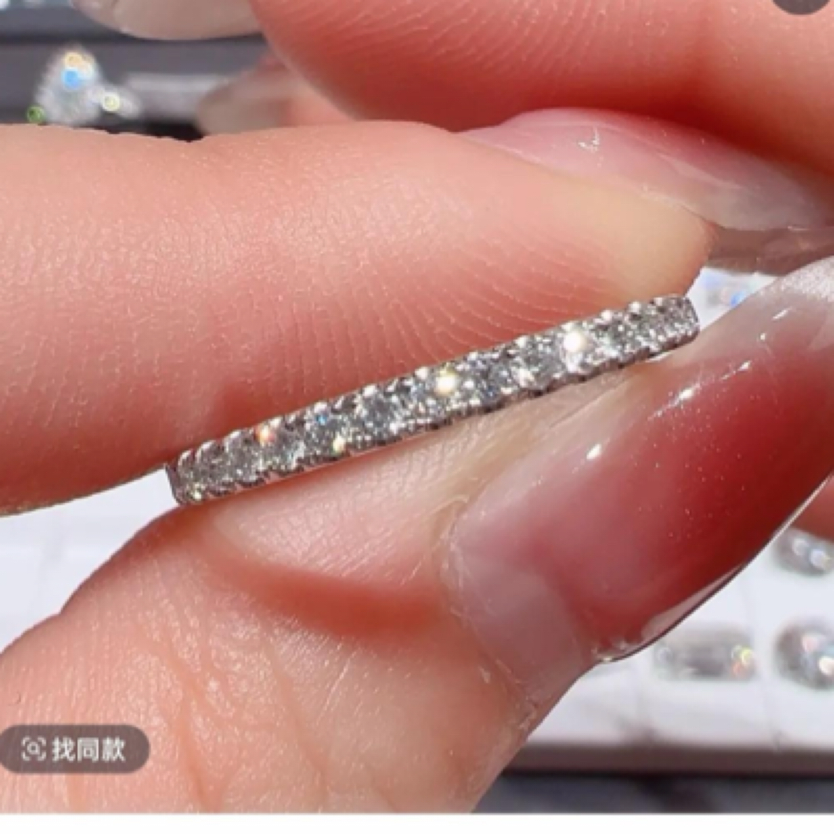 实验室培育钻石18k金排戒 k白 15圈