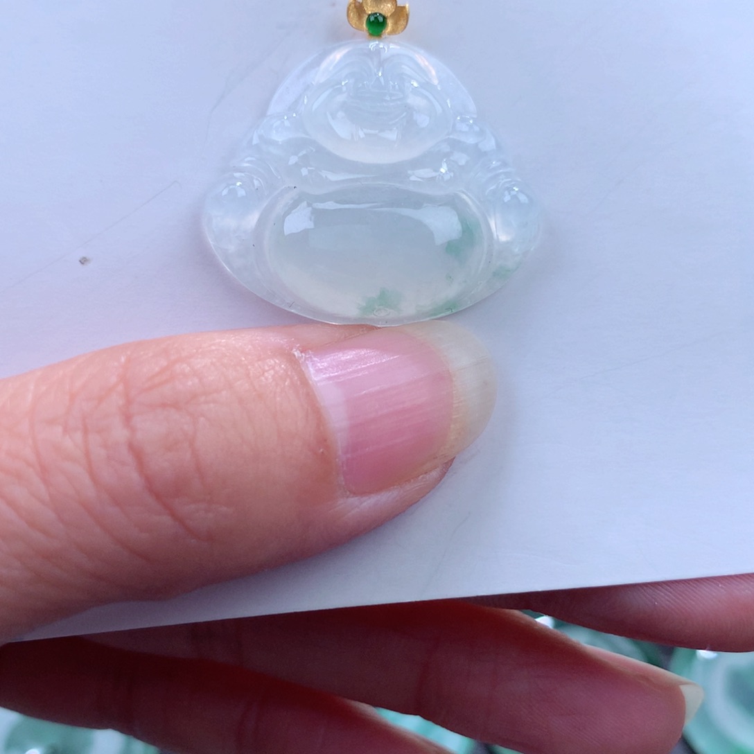翡翠吊坠(不含链)18K金镶嵌