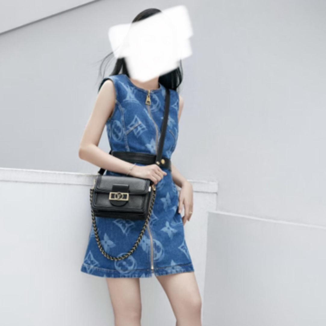 未使用 LouisVuitton/路易威登 蓝色老花满印连衣裙 38码 
