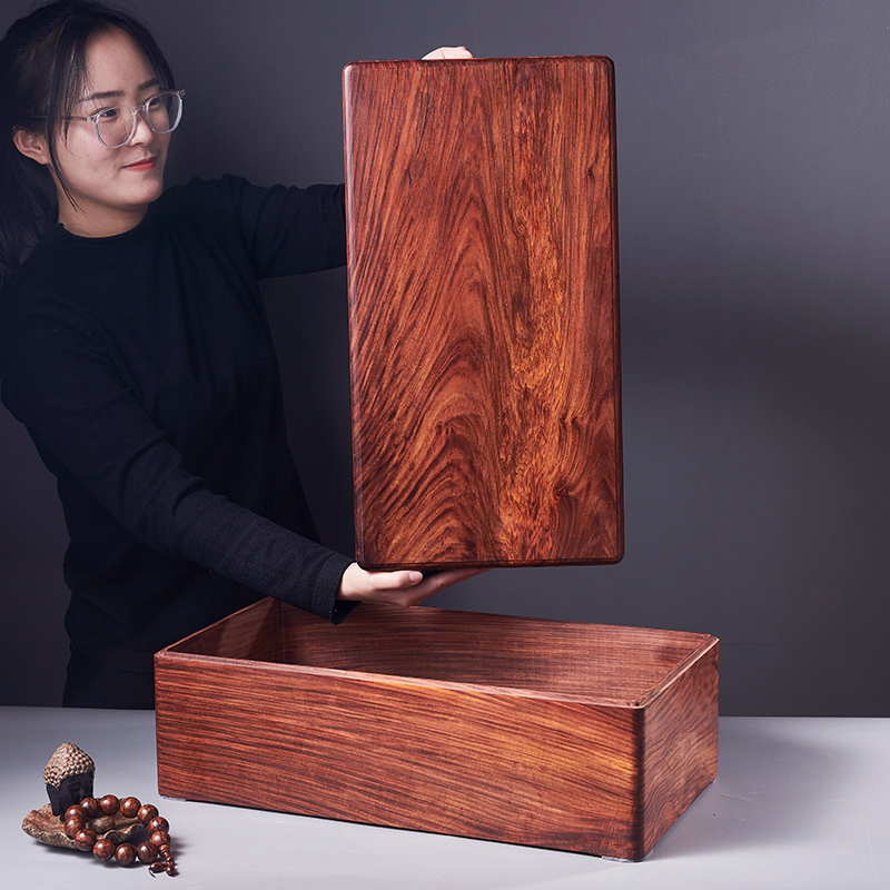 老豆妈镇店之宝海南黄花梨大独板首饰盒稀缺一木一器紫油梨嫁妆箱