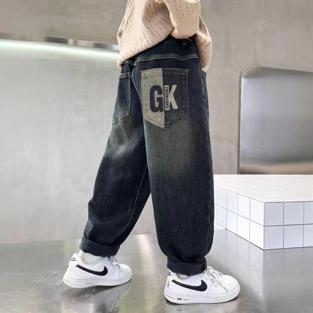 贝尔熊儿童装男童秋装裤子春秋款2025新款男孩休闲牛仔秋季中大童