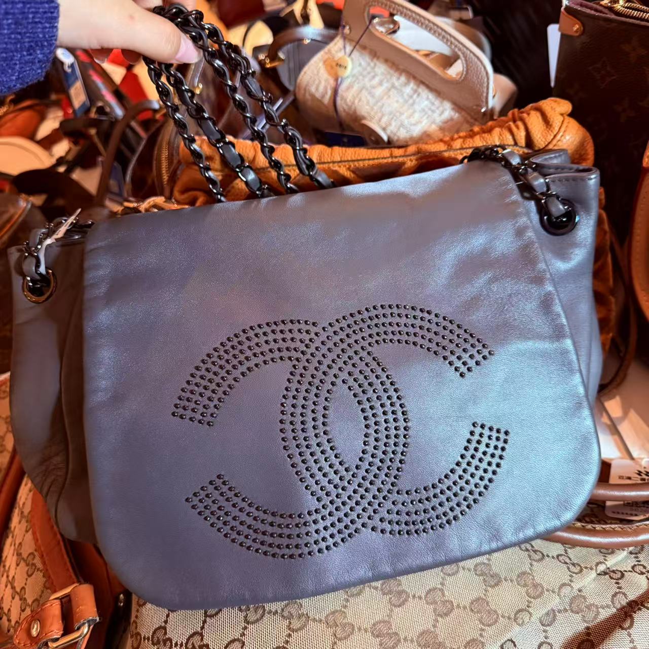 95新 Chanel/香奈儿 翻盖链条斜挎包/美美在包展