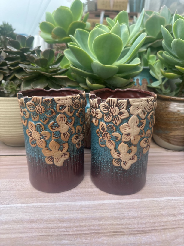 复古浮雕图案粗陶透气多肉花盆老桩专用室内阳台盆栽盆