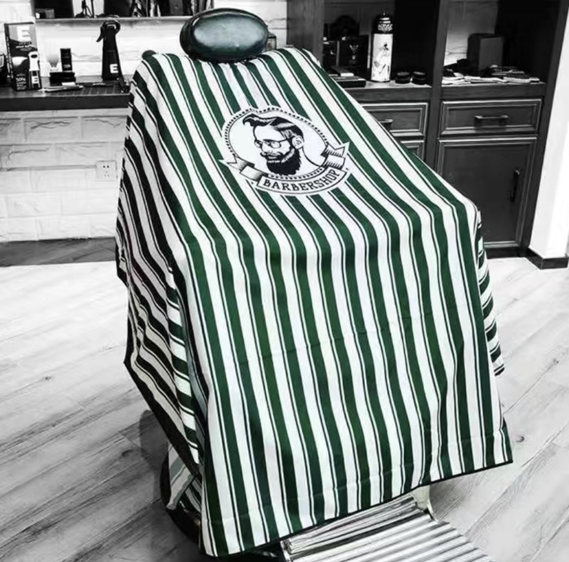 条纹围布理发剪头发廊复古油头绿色条纹围布不沾发加大理发围布