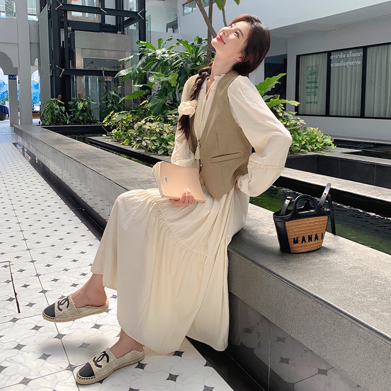 D1951-2000韩版夏款时尚露肩过膝连衣裙