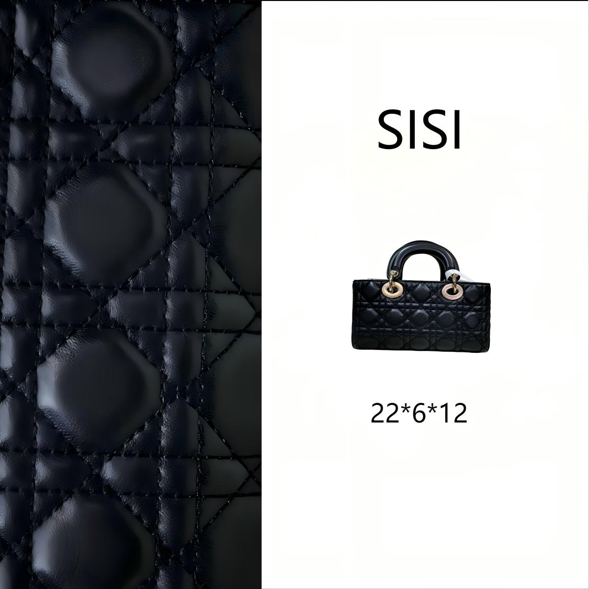 【尺寸：22*6*12】SISI原创设计高定真皮女包时尚 5239#小号-黑色