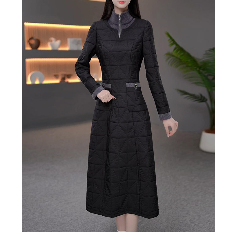 DBF-24B951YR 新款轻奢高贵复古旗袍洋气优雅气质加厚连衣裙M-5XL