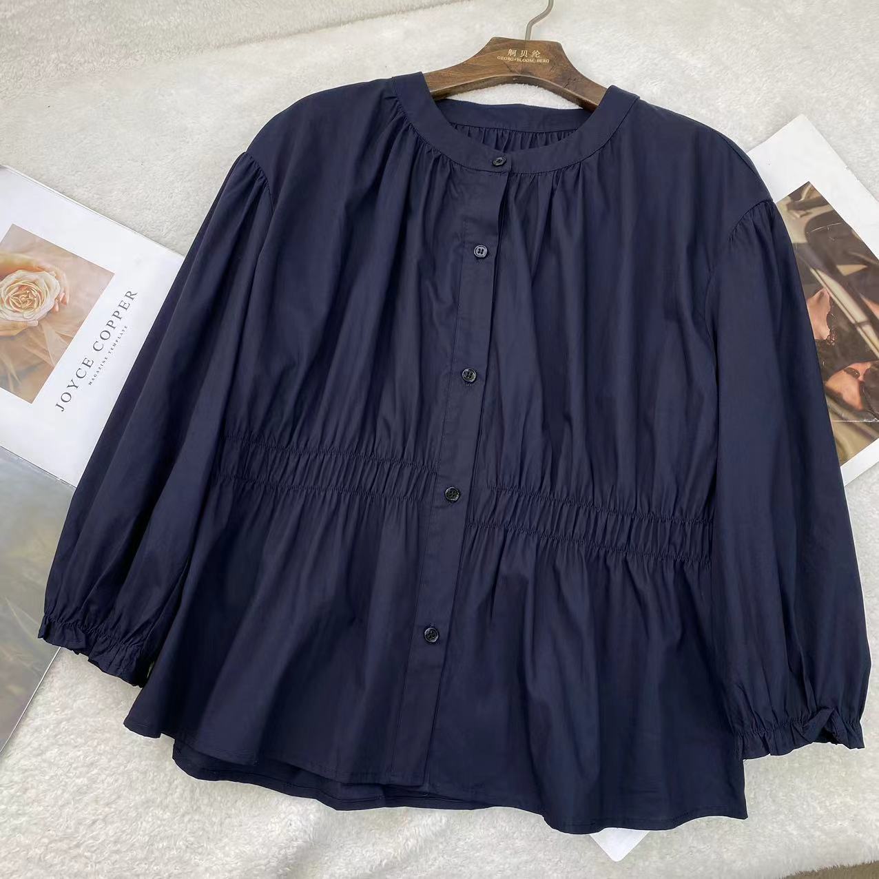 百搭收腰气质中袖韩版宽松小衫C7424