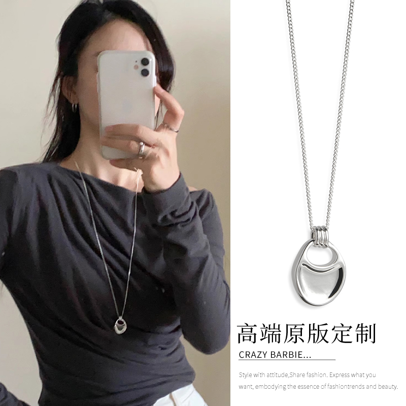 铜合金项链 银色马鞍包项链长吊坠韩系ins简约百搭高级感配饰C125
