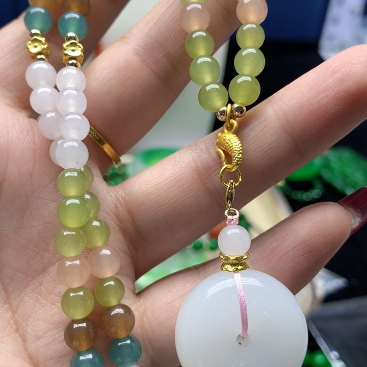 玛瑙/玉髓颈饰合金吊坠