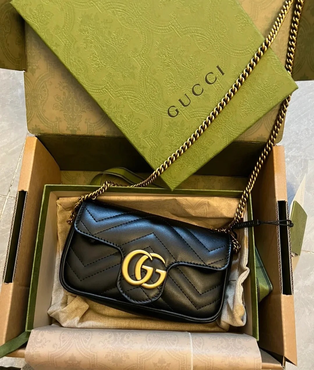 95新 GUCCI/古驰 marmont mini黑金/98新/优选