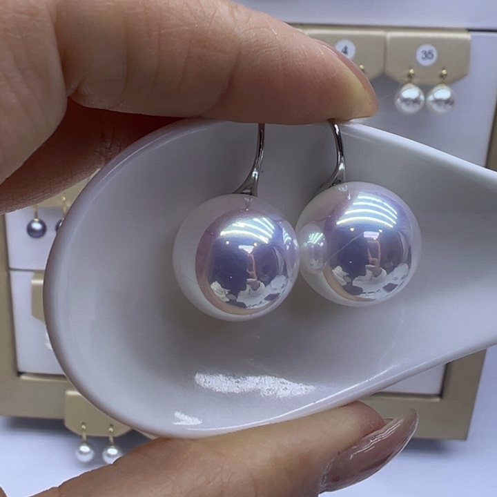 淡水珍珠耳饰银S925镶嵌