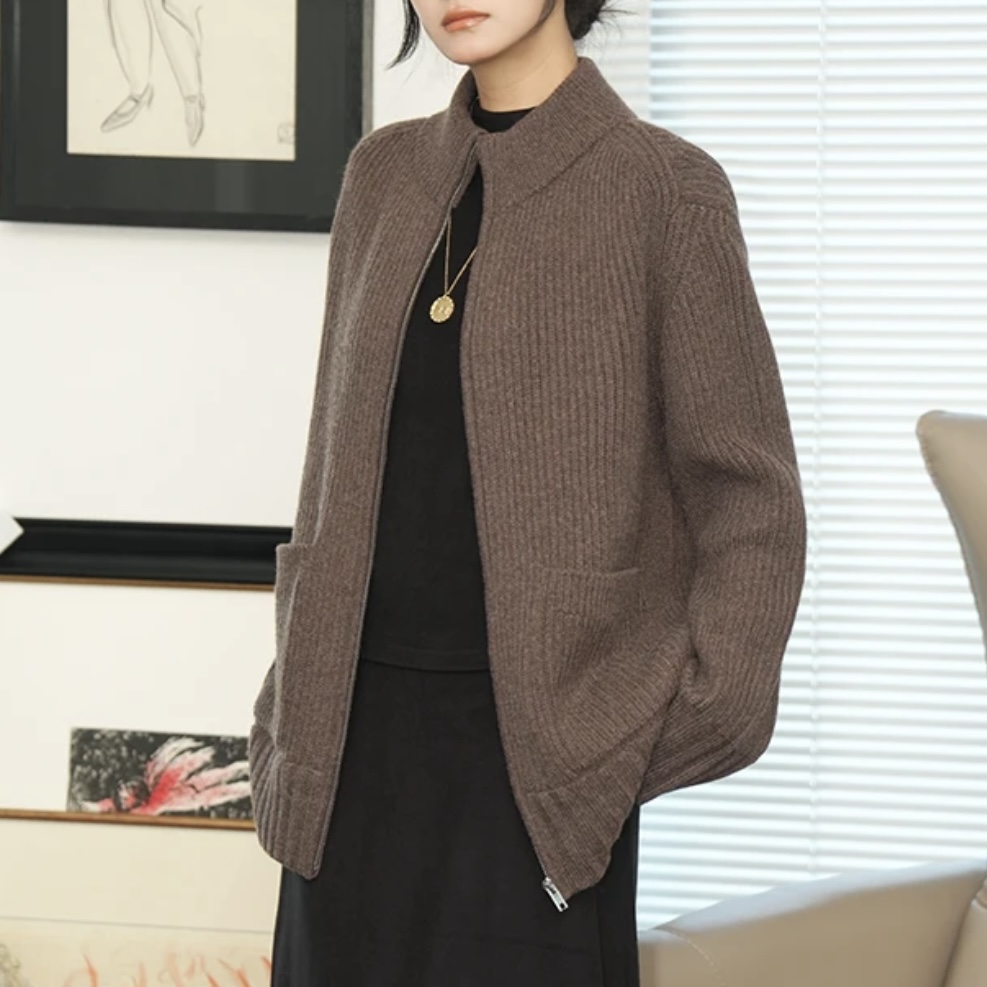 GIRDEAR/哥弟秋冬新款琥珀流光风简约设计款女款毛衣外套148058