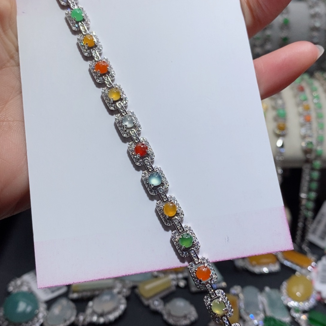 翡翠手链银S925镶嵌c c c