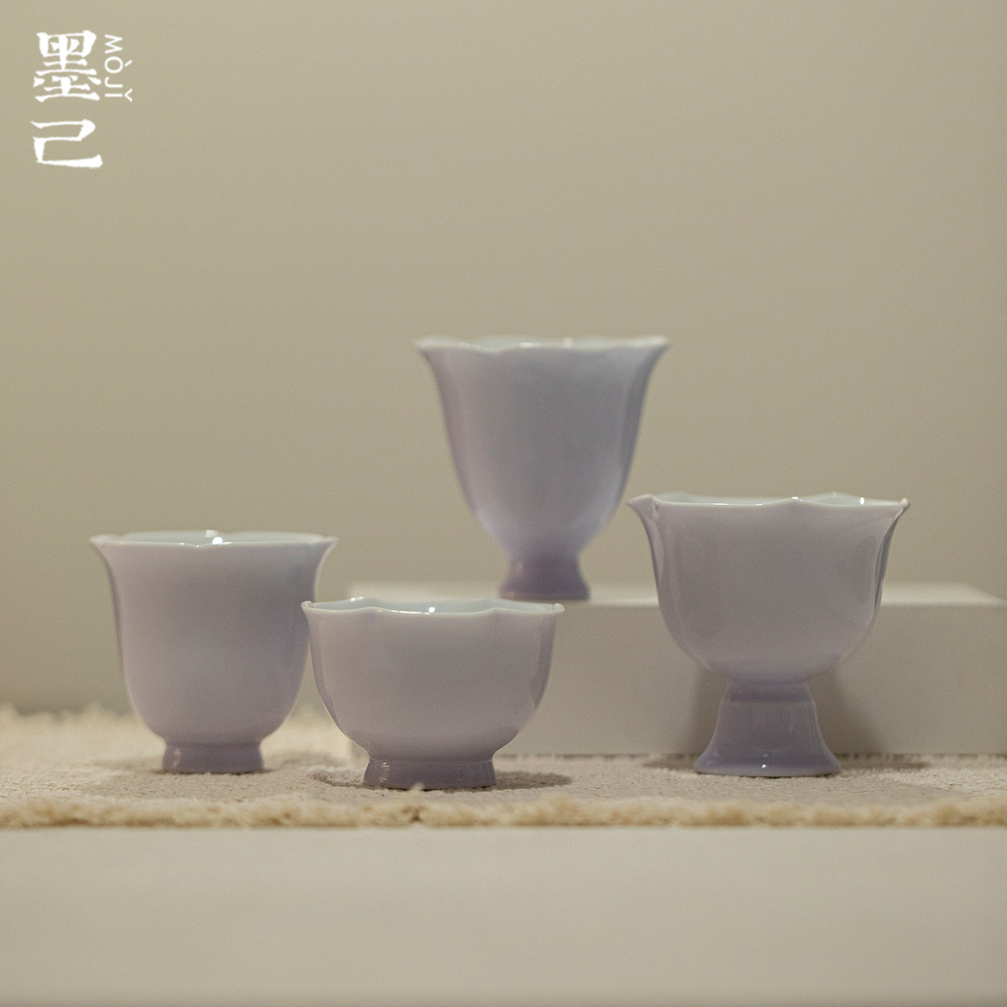 墨己暮山紫色釉温柔高足花口茶杯功夫茶具家用主人杯陶瓷品茗杯