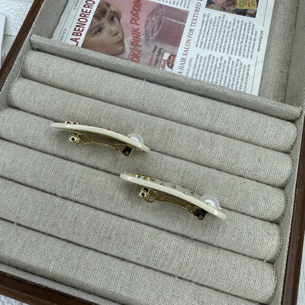 菲妮丝F-1179新款小香家彩钻边夹刘海弹簧夹